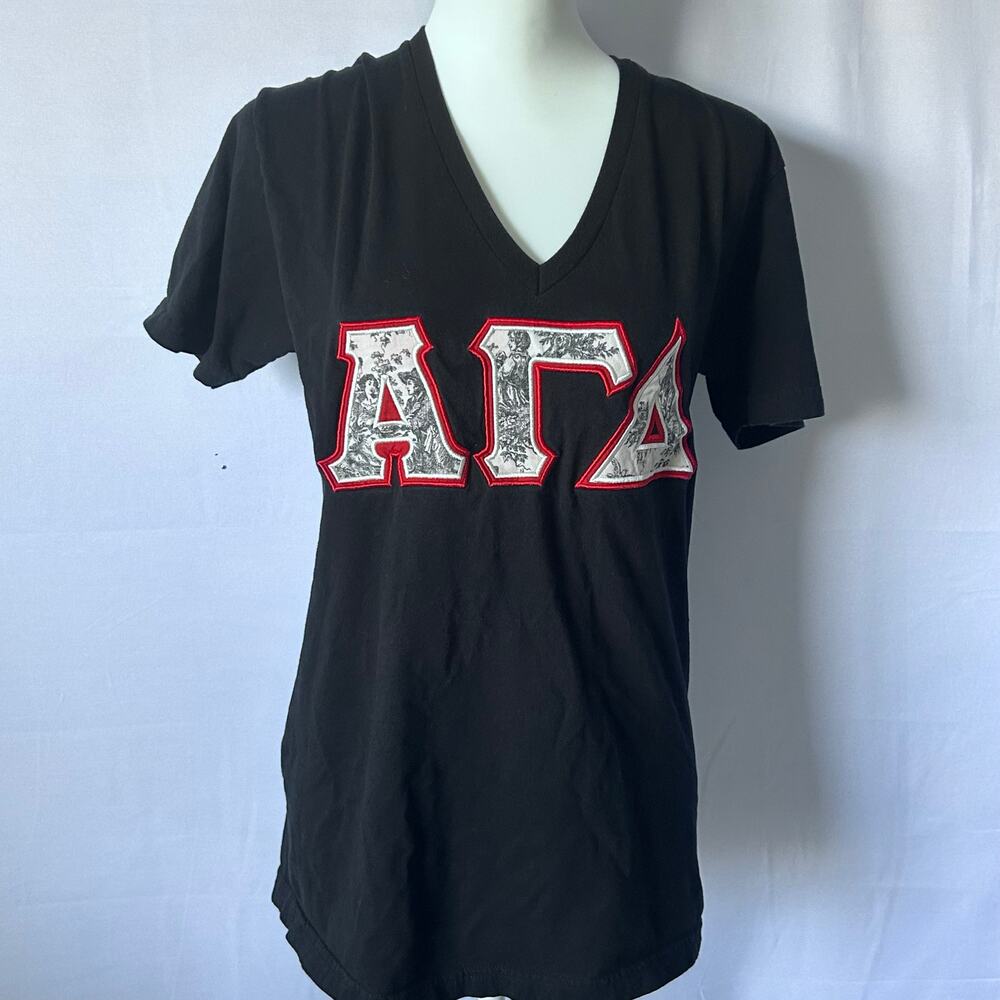 Alpha Gamma Delta T-Shirt American Apparel M Made in USA ΑΓΔ Sorority V Neck
